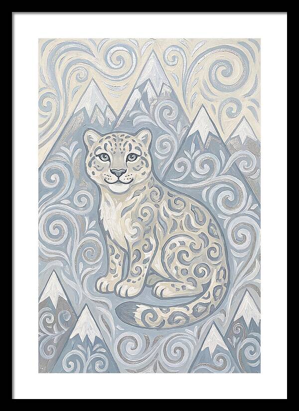 Snow Leopard In Swirling Patterns