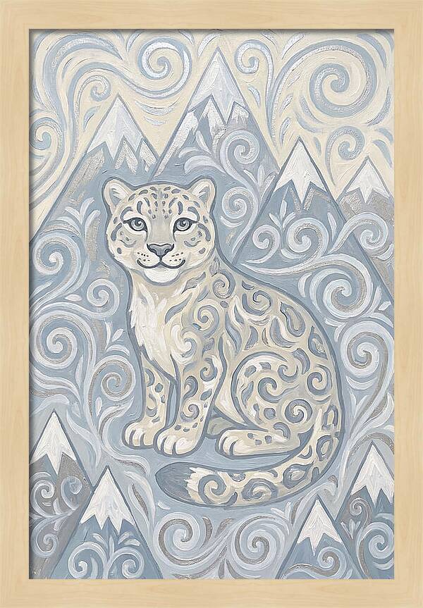 Snow Leopard In Swirling Patterns