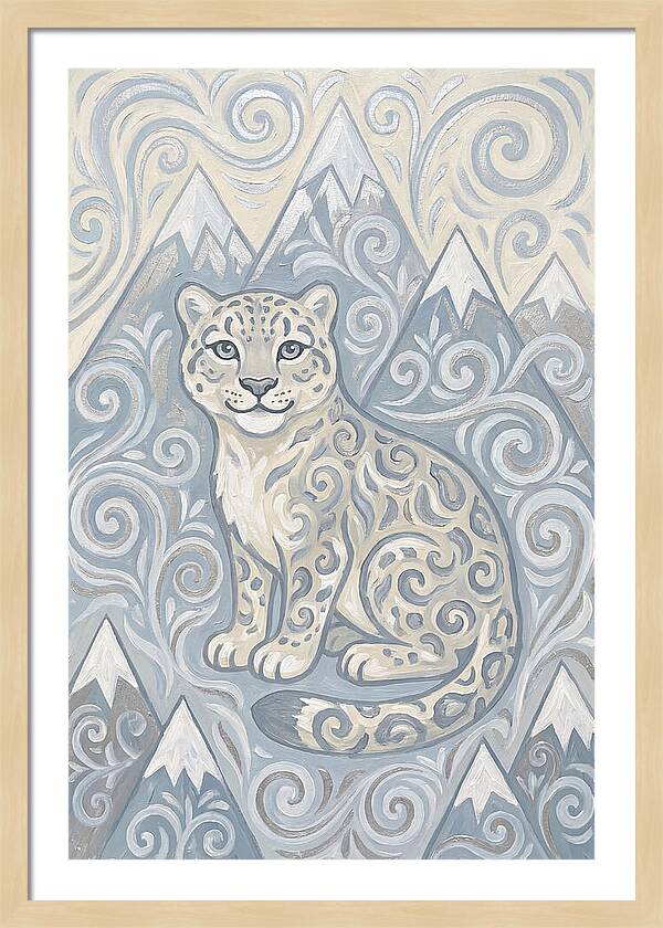 Snow Leopard In Swirling Patterns
