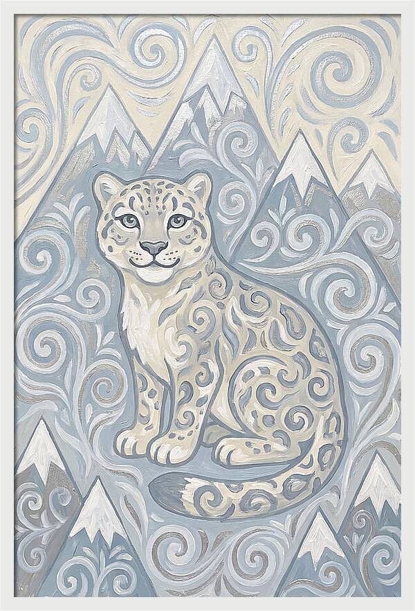 Snow Leopard In Swirling Patterns