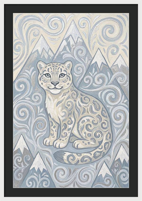 Snow Leopard In Swirling Patterns
