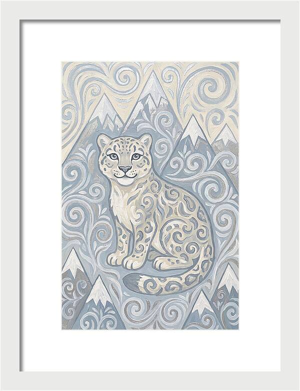 Snow Leopard In Swirling Patterns