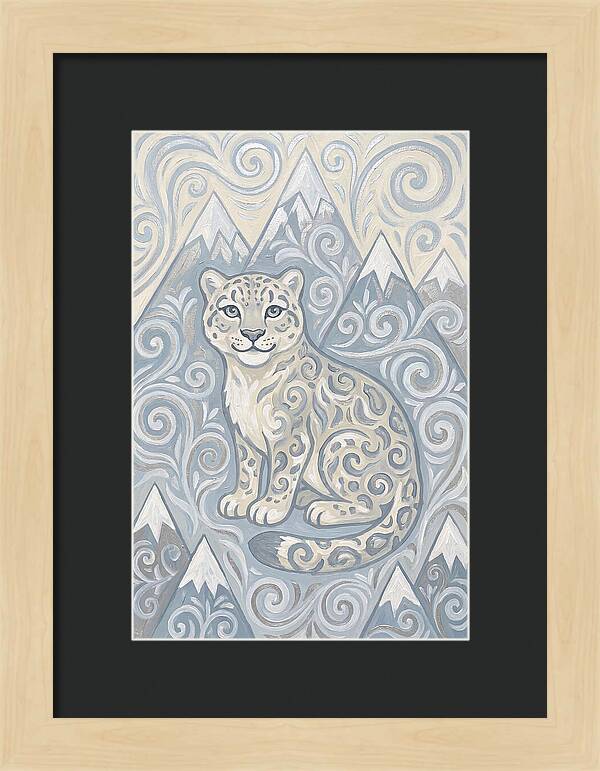 Snow Leopard In Swirling Patterns