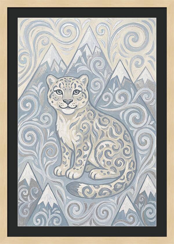 Snow Leopard In Swirling Patterns