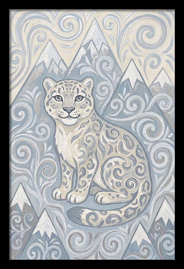 Snow Leopard In Swirling Patterns