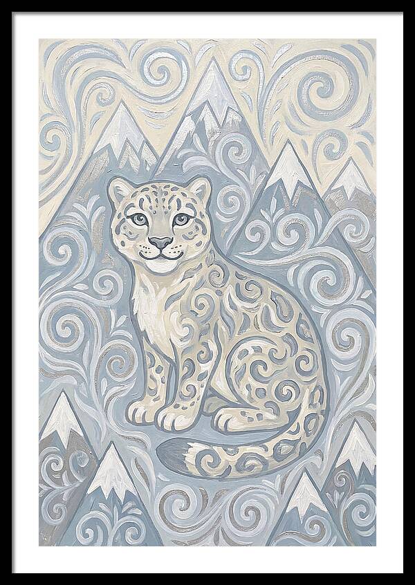 Snow Leopard In Swirling Patterns