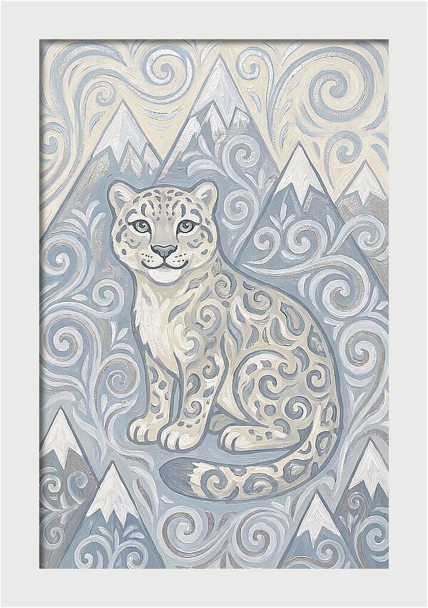Snow Leopard In Swirling Patterns