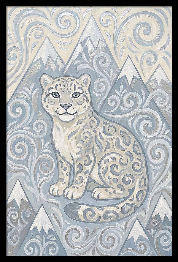 Snow Leopard In Swirling Patterns