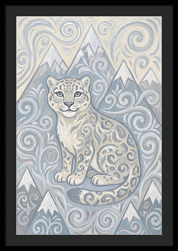 Snow Leopard In Swirling Patterns
