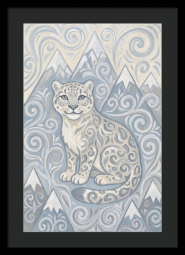 Snow Leopard In Swirling Patterns