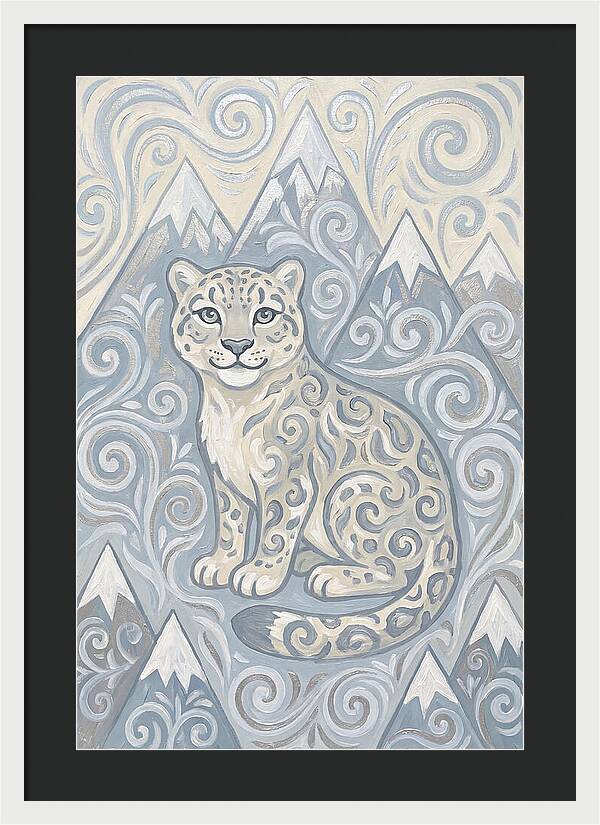 Snow Leopard In Swirling Patterns
