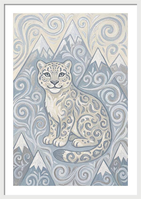 Snow Leopard In Swirling Patterns