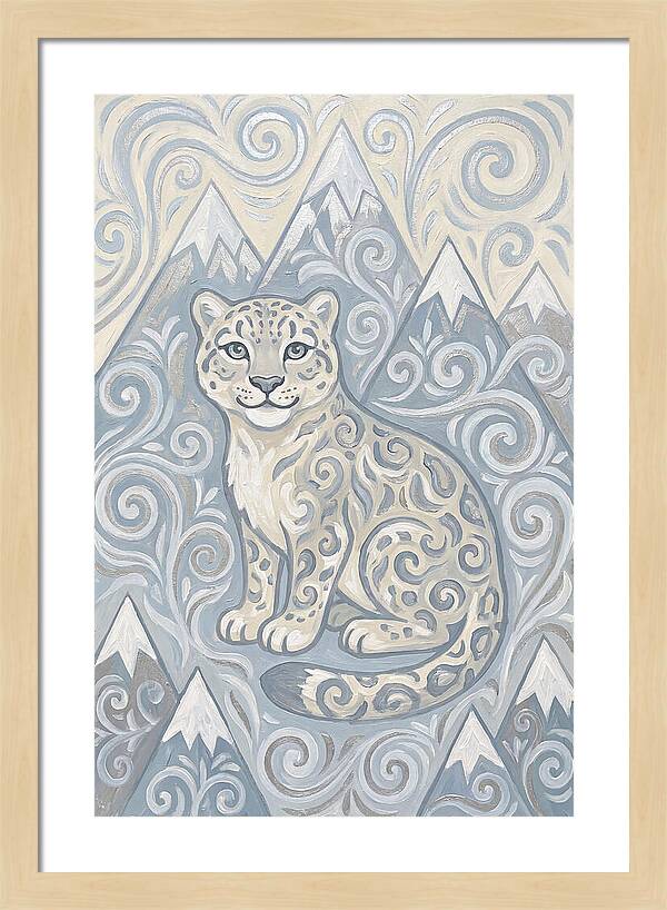 Snow Leopard In Swirling Patterns
