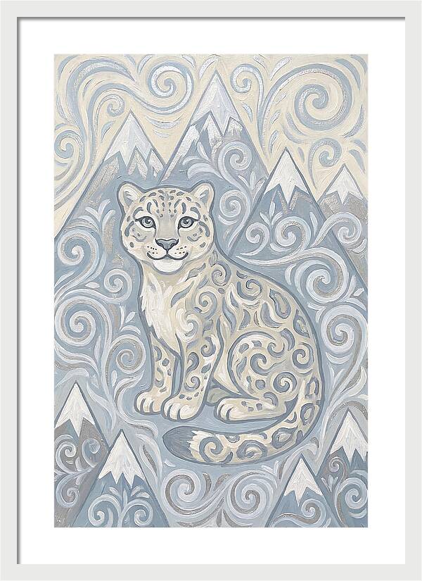 Snow Leopard In Swirling Patterns