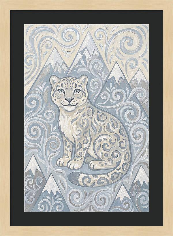 Snow Leopard In Swirling Patterns