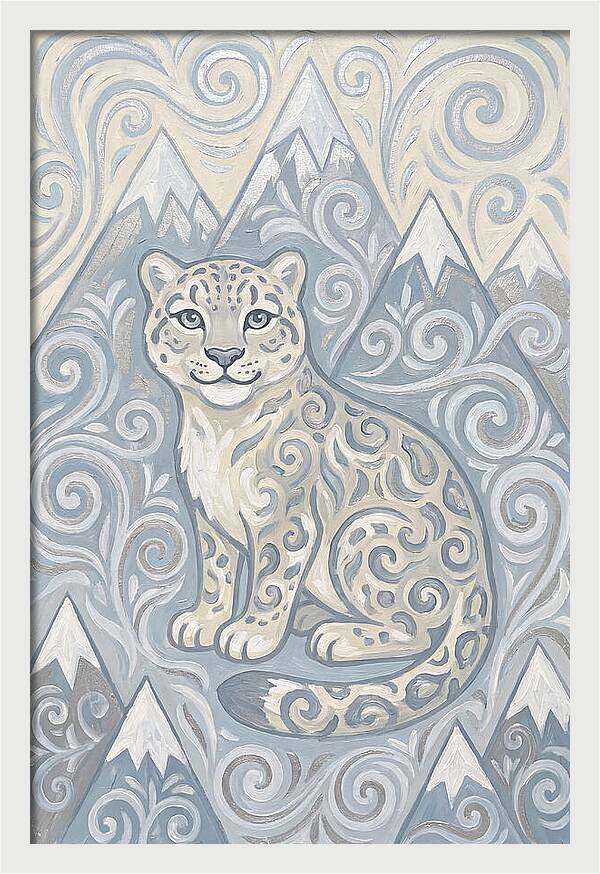 Snow Leopard In Swirling Patterns