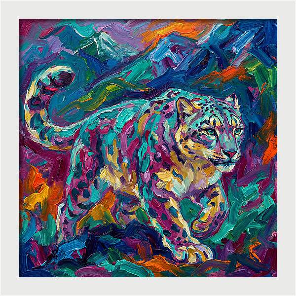 Snow Leopard In Vibrant Colors