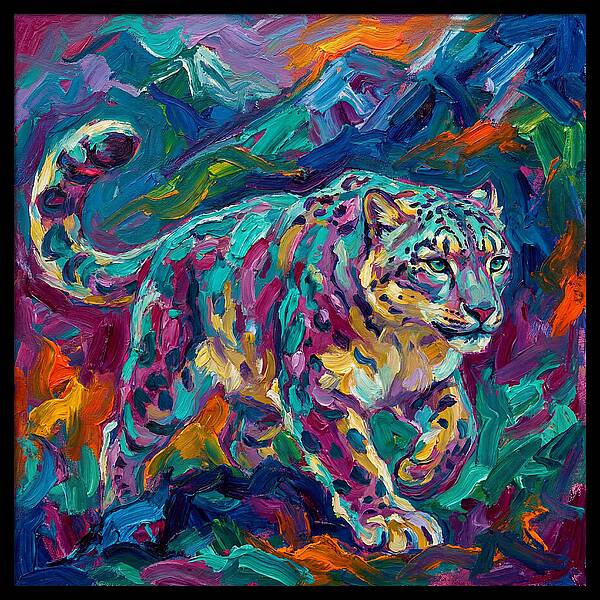 Snow Leopard In Vibrant Colors