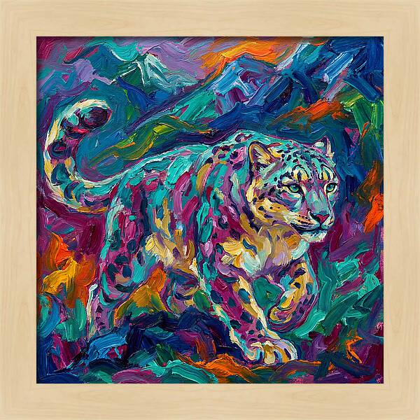 Snow Leopard In Vibrant Colors