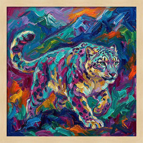 Snow Leopard In Vibrant Colors