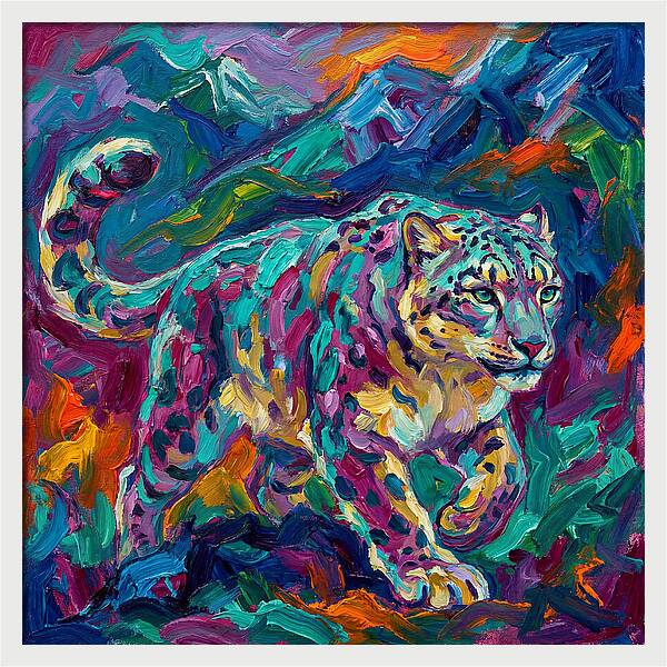 Snow Leopard In Vibrant Colors