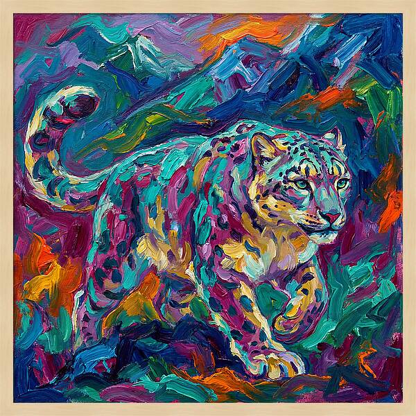 Snow Leopard In Vibrant Colors