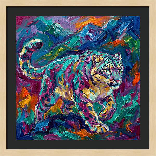Snow Leopard In Vibrant Colors