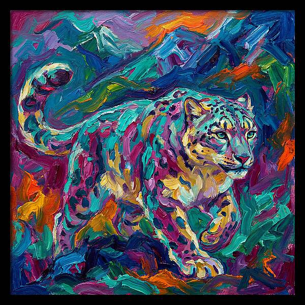 Snow Leopard In Vibrant Colors