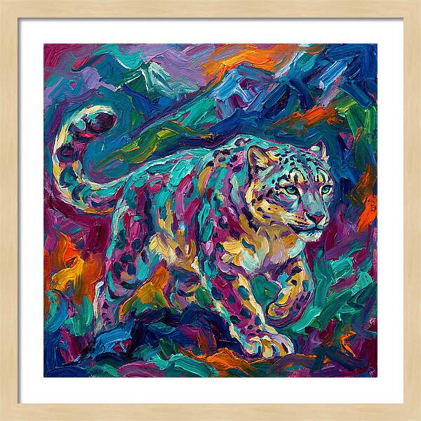 Snow Leopard In Vibrant Colors
