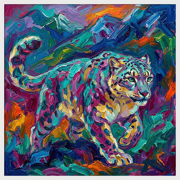 Snow Leopard In Vibrant Colors