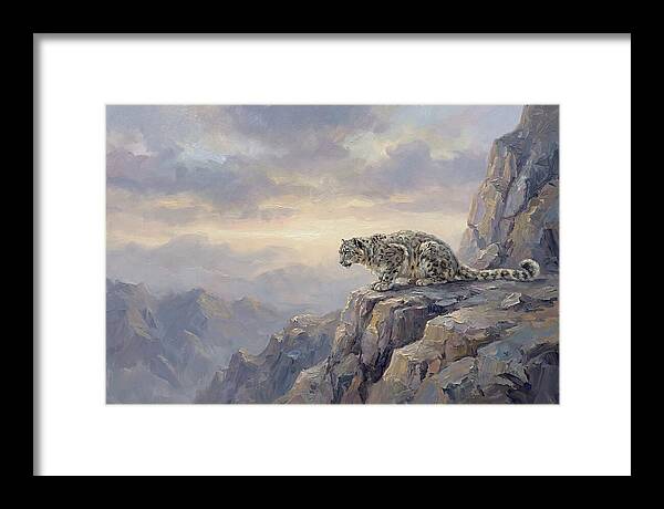 Snow Leopard On Rocky Ledge