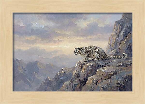 Snow Leopard On Rocky Ledge