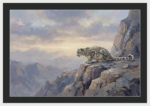 Snow Leopard On Rocky Ledge