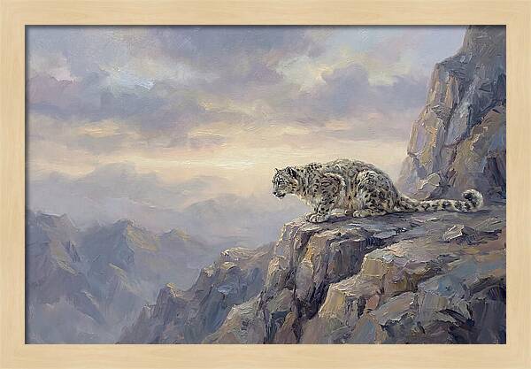 Snow Leopard On Rocky Ledge