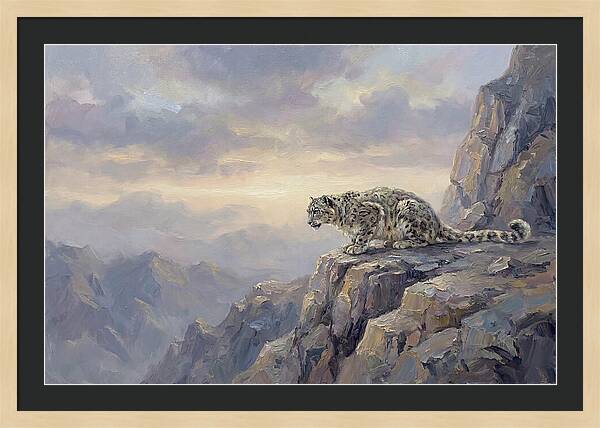 Snow Leopard On Rocky Ledge