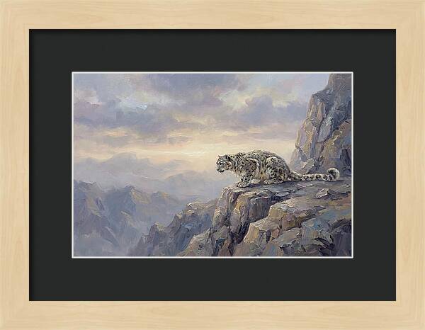 Snow Leopard On Rocky Ledge