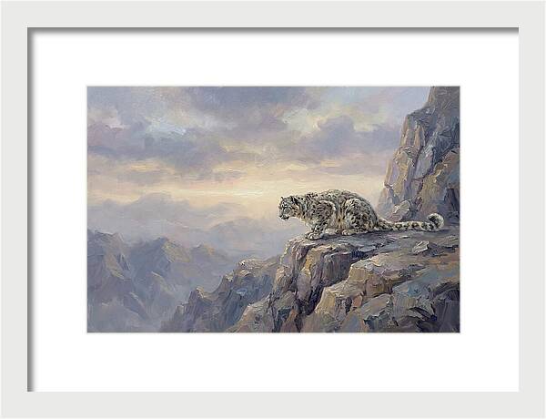 Snow Leopard On Rocky Ledge