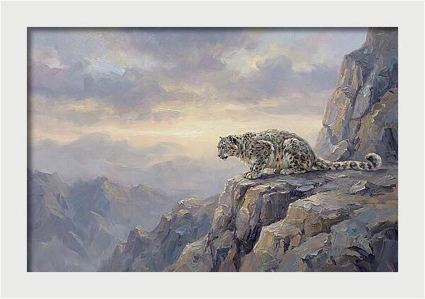 Snow Leopard On Rocky Ledge