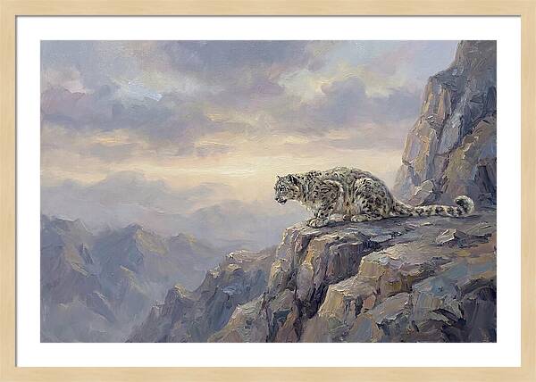 Snow Leopard On Rocky Ledge
