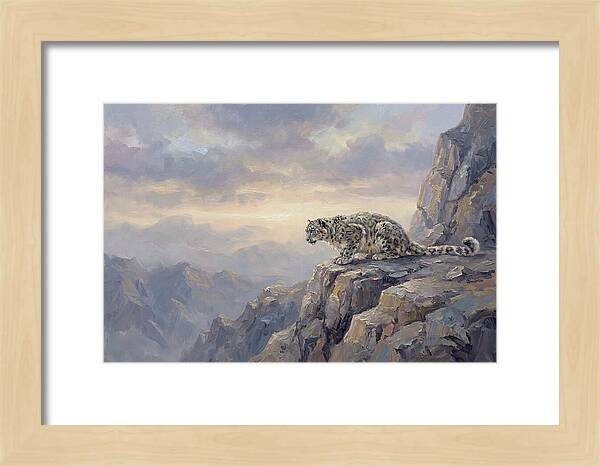 Snow Leopard On Rocky Ledge