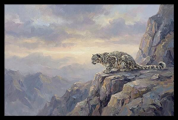 Snow Leopard On Rocky Ledge