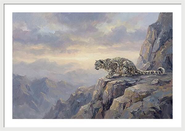 Snow Leopard On Rocky Ledge