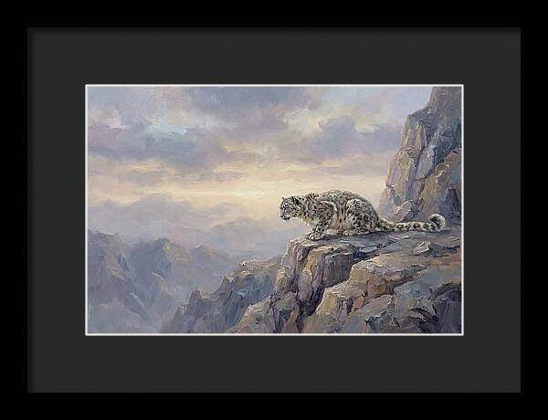 Snow Leopard On Rocky Ledge