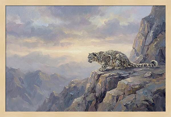 Snow Leopard On Rocky Ledge