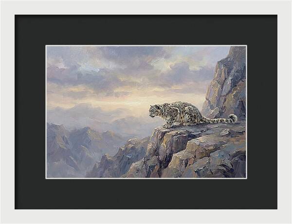 Snow Leopard On Rocky Ledge