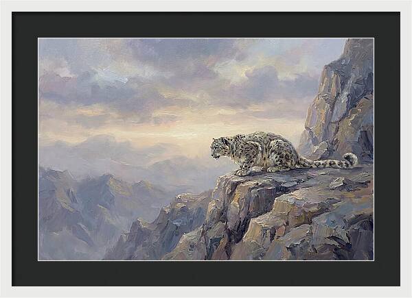 Snow Leopard On Rocky Ledge