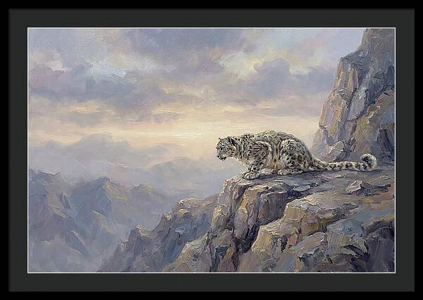 Snow Leopard On Rocky Ledge