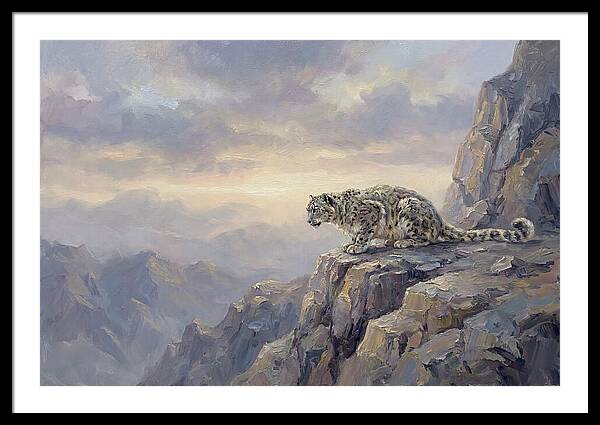 Snow Leopard On Rocky Ledge