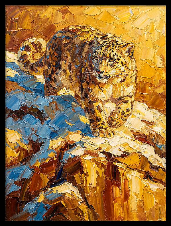 Snow Leopard On Rocky Terrain