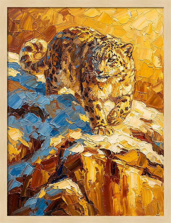 Snow Leopard On Rocky Terrain
